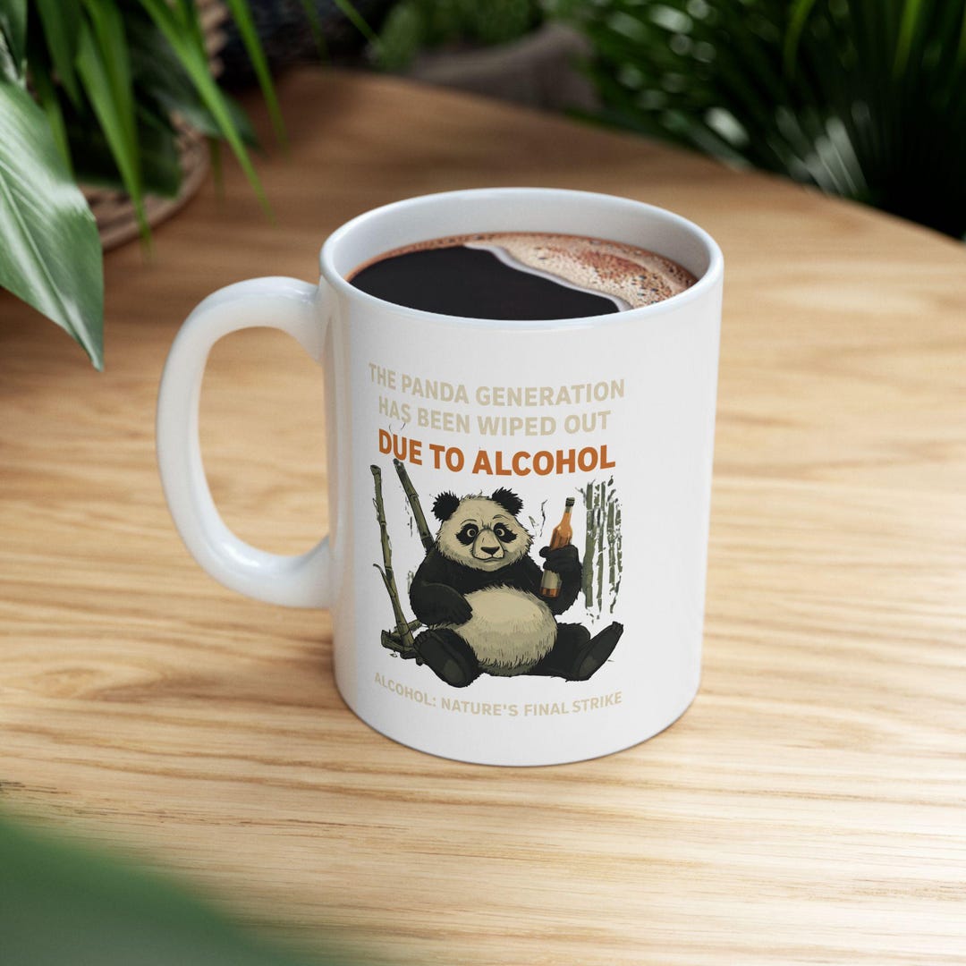 Panda Illustration Mug | Funny Drunk Panda Ceramic Coffee Cup - Etsy