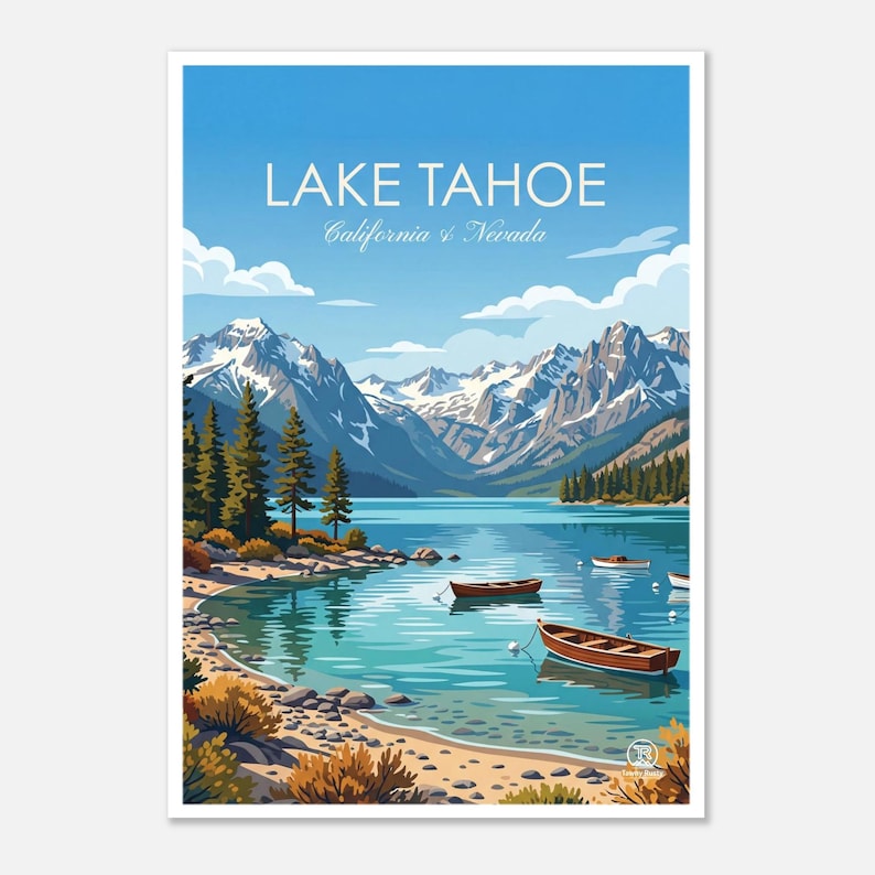 Lake Tahoe Wall Art | California Nevada Mountain Lake Print (Digital Download) image 1