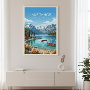 Lake Tahoe Wall Art | California Nevada Mountain Lake Print (Digital Download) image 7