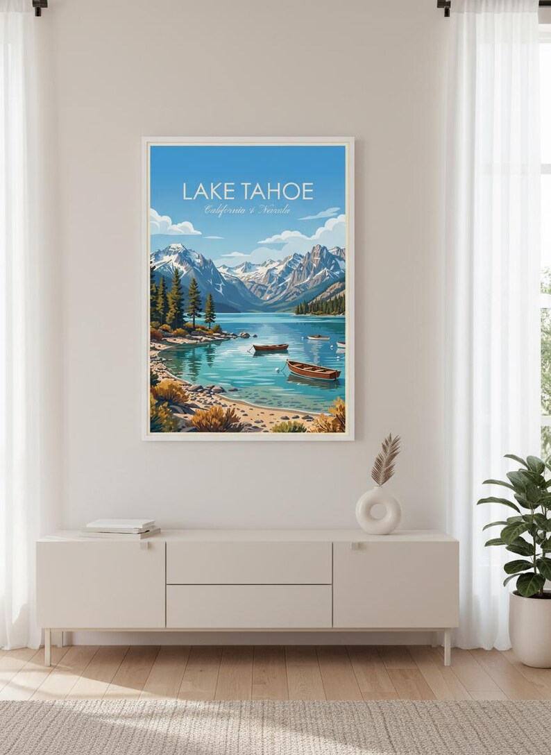 Lake Tahoe Wall Art | California Nevada Mountain Lake Print (Digital Download) image 7