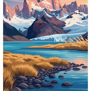 Patagonië reisposter | Argentinië Chili berglandschap printbaar (digitale download) afbeelding 9