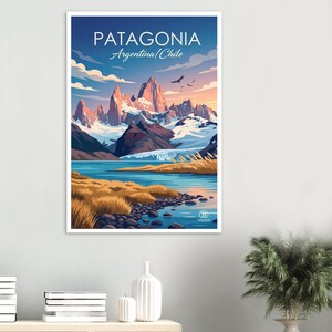 Patagonië reisposter | Argentinië Chili berglandschap printbaar (digitale download) afbeelding 3