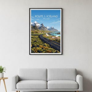 Iceland Route 1 Ring Road Travel Poster | Nordic Landscape Printable (Digital Download) image 2