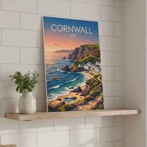 Cornwall UK Coastal Landscape Print | English Seaside Travel Poster (Digital Download) image 6