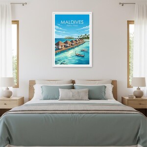 Maldives Travel Poster | Tropical Island Beach Wall Art (Digital Download) image 4
