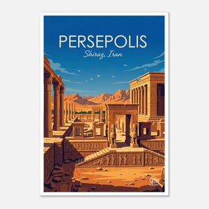Persepolis Travel Poster | Ancient Persian Ruins, Shiraz Iran (Digital Download) image 1