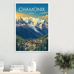 Chamonix France Alps Travel Poster | Mont Blanc Mountain Wall Art (Digital Download) image 3