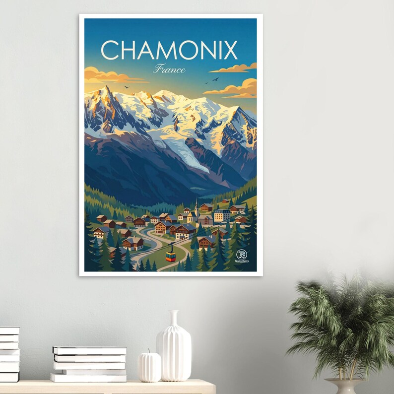 Chamonix France Alps Travel Poster | Mont Blanc Mountain Wall Art (Digital Download) image 3