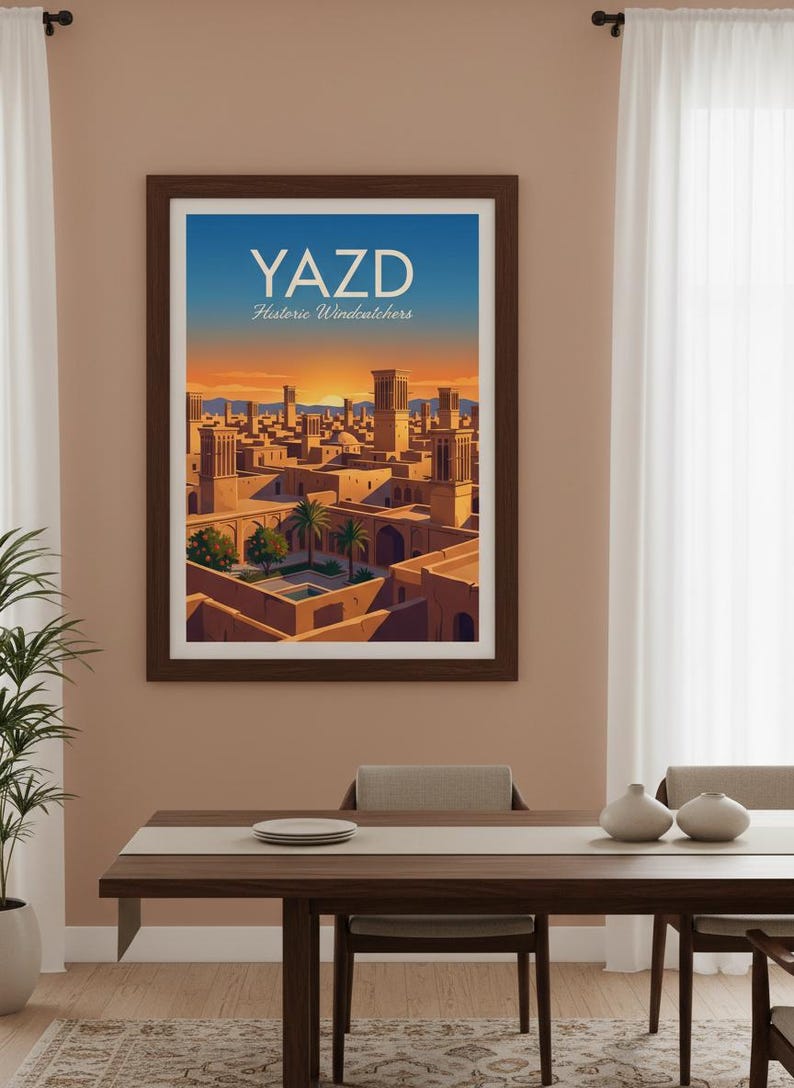 Yazd Windcatchers Travel Poster | Persian Architecture Art (Digital Download) image 4