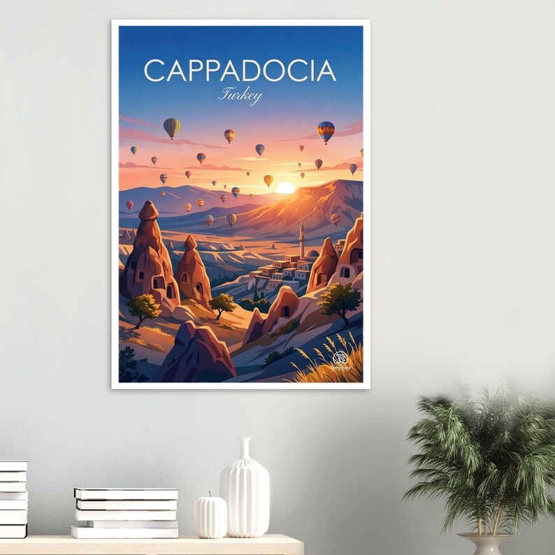 Cappadocia Hot Air Balloon Art Print | Turkey Travel Landscape Wall Decor (Digital Download) image 3