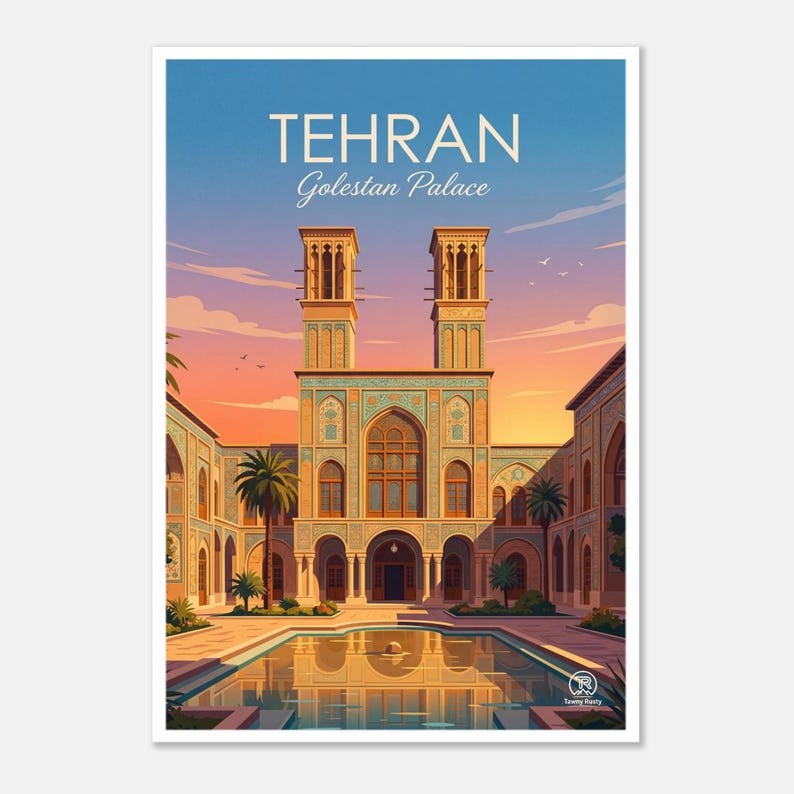 Golestan Palace Tehran Travel Poster | Persian Architecture Art (Digital Download) image 1