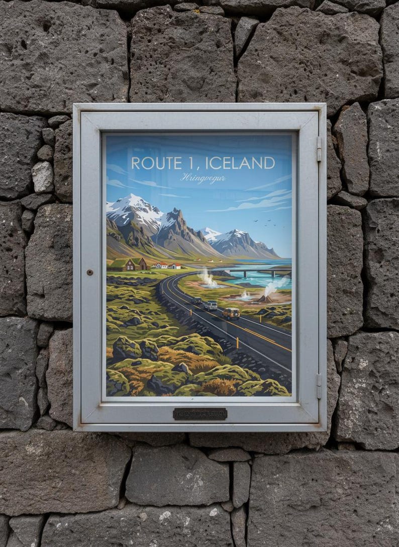 Iceland Route 1 Ring Road Travel Poster | Nordic Landscape Printable (Digital Download) image 5