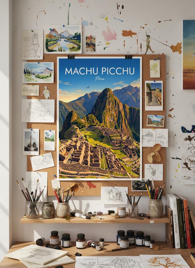 Machu Picchu Peru Travel Poster | Andes Mountain Wall Art (Digital Download) image 9