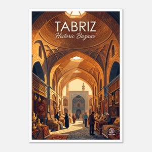Tabriz Historic Bazaar Travel Poster | Persian Architecture Wall Art (Digital Download)