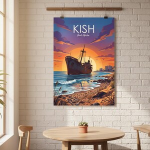 Print van een Grieks schip bij zonsondergang op Kish Island | Kunst van de Perzische Golfkust (digitale download) afbeelding 9