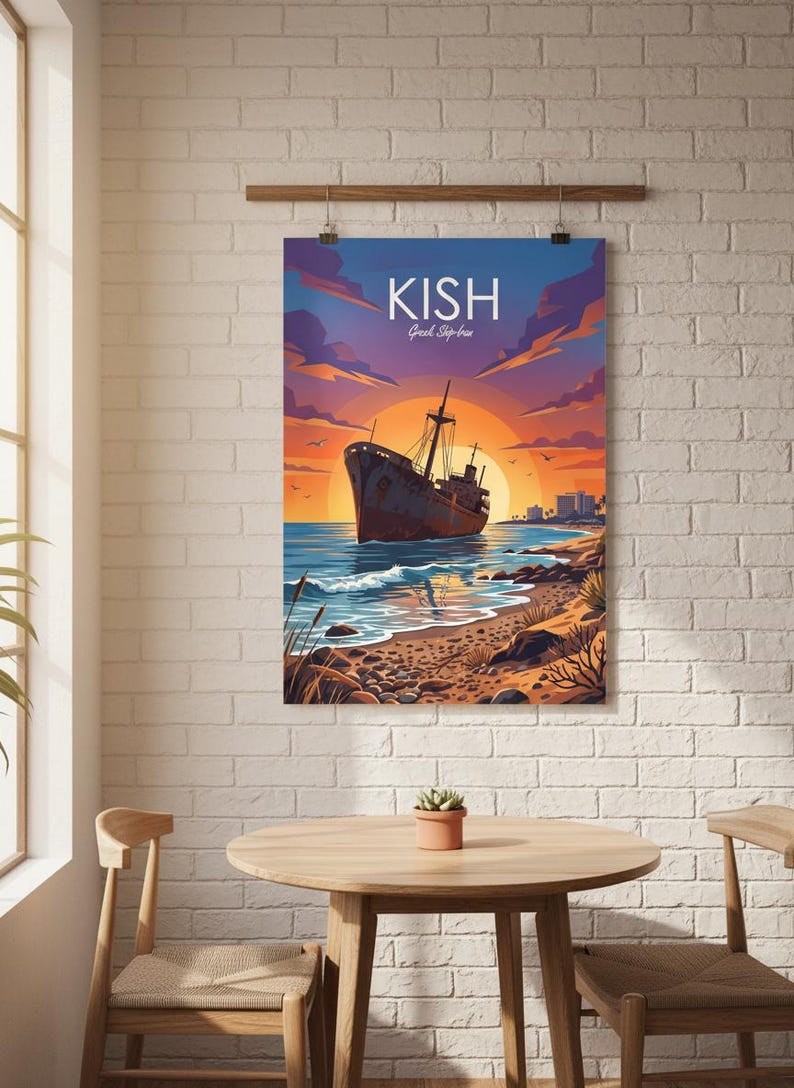 Print van een Grieks schip bij zonsondergang op Kish Island | Kunst van de Perzische Golfkust (digitale download) afbeelding 9