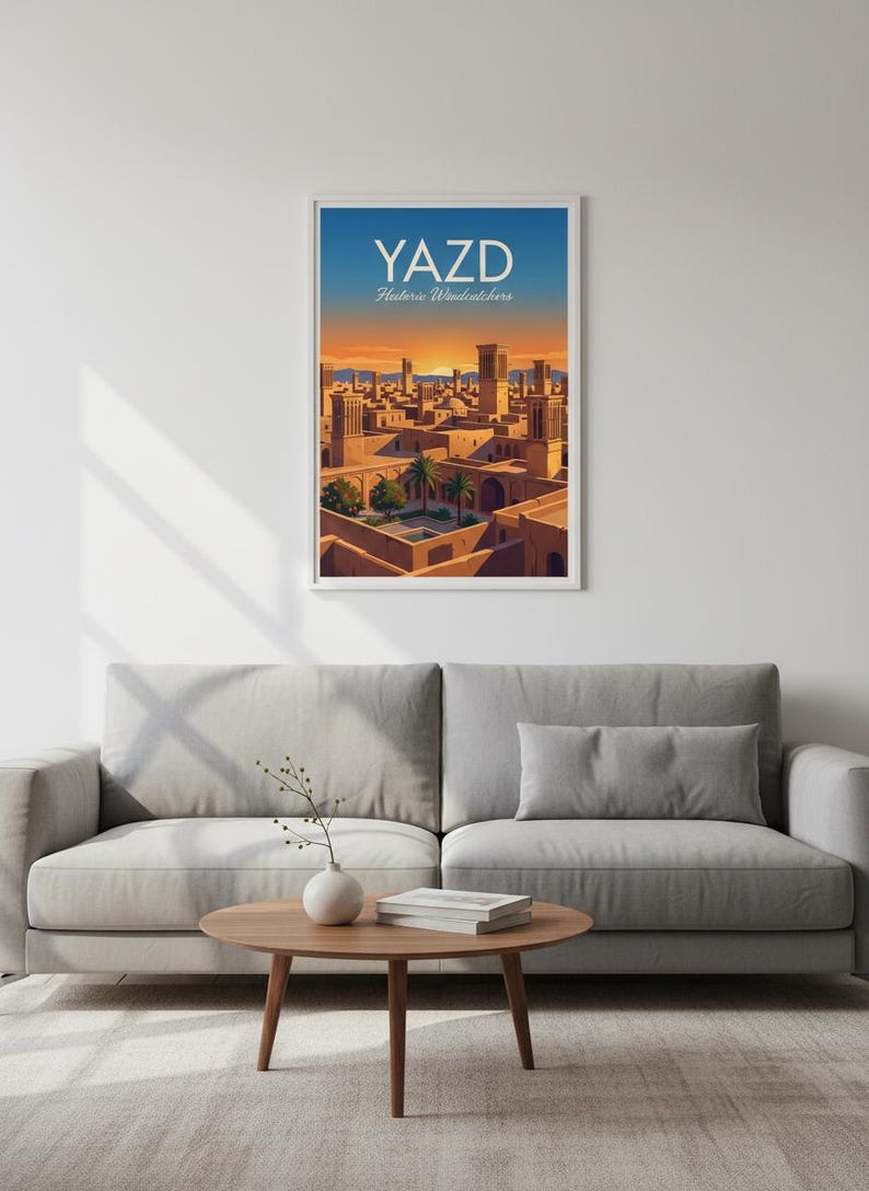 Yazd Windcatchers Travel Poster | Persian Architecture Art (Digital Download) image 6
