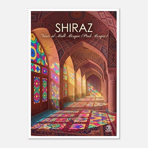 Nasir al-Mulk Mosque Digital Art | Shiraz Travel Poster (Instant Download) image 1