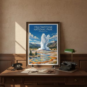 Arte dos gêiseres do Parque Nacional de Yellowstone | Pôster de viagem com paisagens do Wyoming (Download digital) imagem 10