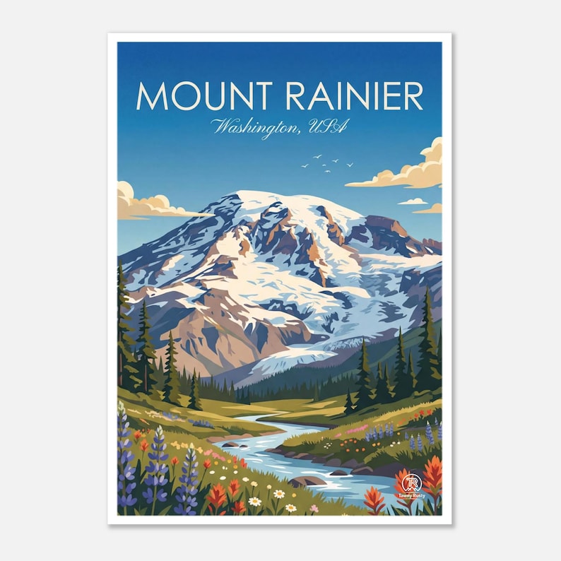 Mount Rainier National Park Art | Washington PNW Mountain Landscape (Digital Download) image 1