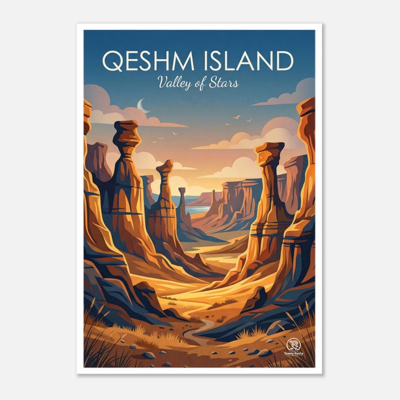 Qeshm Island Valley of Stars Travel Poster | Desert Landscape Art (Digital Download) image 1