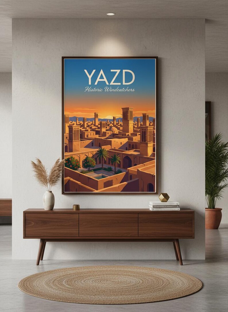 Yazd Windcatchers Travel Poster | Persian Architecture Art (Digital Download) image 7