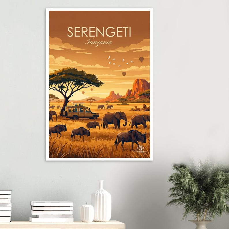 Serengeti Tanzania Safari Print | Retro African Landscape Wall Decor (Digital Download) image 2