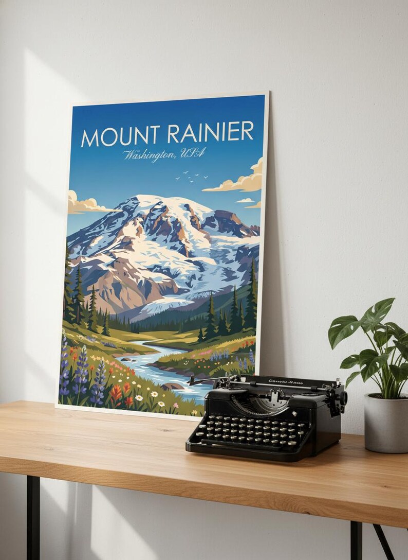 Mount Rainier National Park Art | Washington PNW Mountain Landscape (Digital Download) image 4