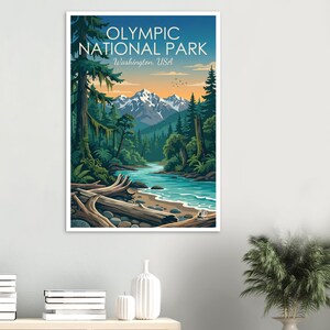 Olympic National Park Digital Art | Washington Travel Poster | Pacific Northwest Printable | USA Nature Wall Decor | Instant Download image 3