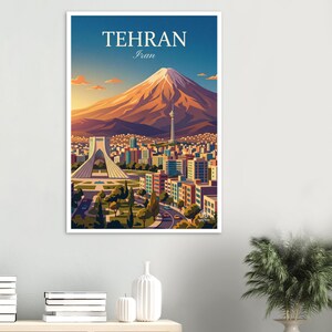 Tehran & Mount Damavand Travel Poster | Persian Mountain Art (Digital Download) image 2