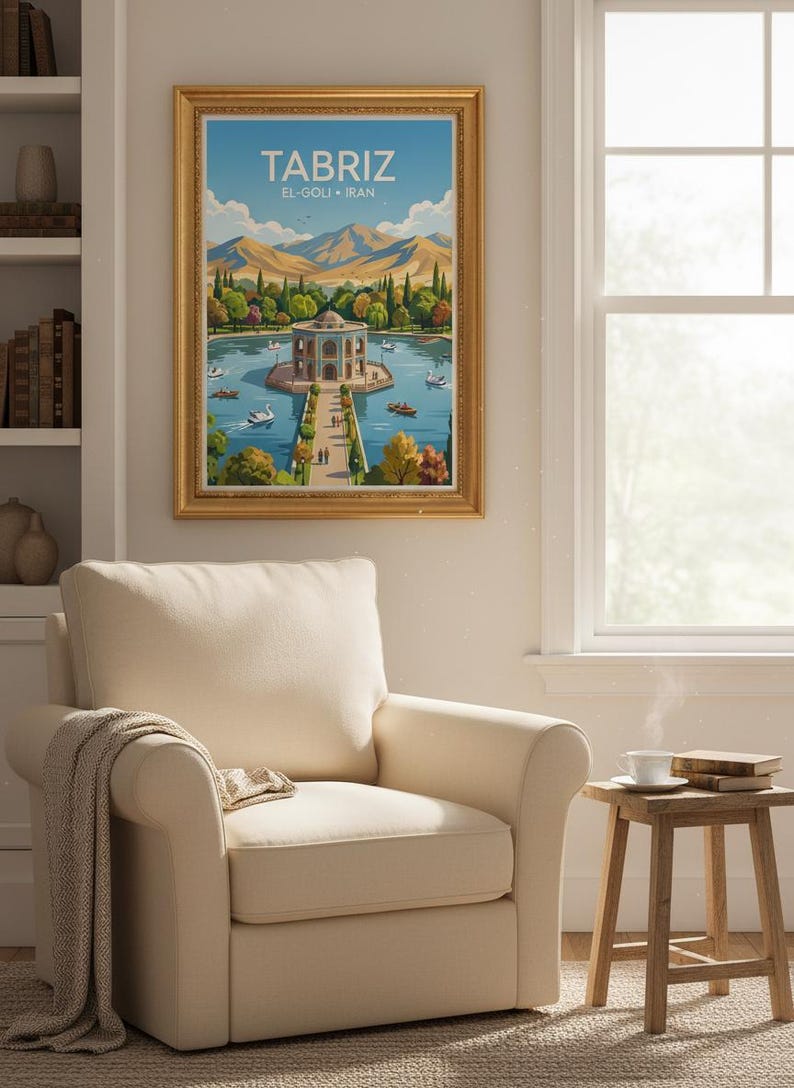 Reseaffisch med El Goli Tabriz | Persisk trädgårdskonsttryck (digital nedladdning) bild 4