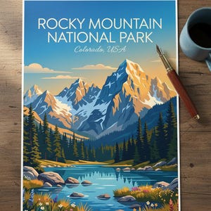 Rocky Mountain National Park Print | Colorado Landscape Travel Poster (Digital Download) image 2
