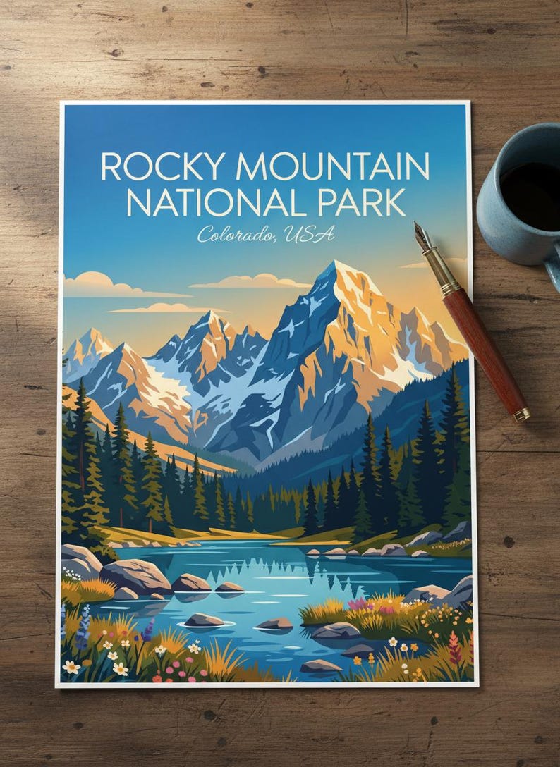 Rocky Mountain National Park Print | Colorado Landscape Travel Poster (Digital Download) image 2