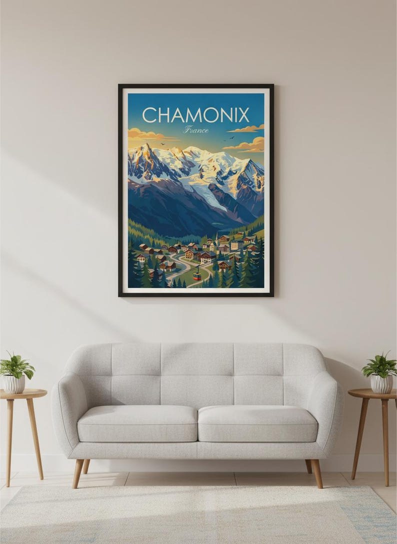 Chamonix France Alps Travel Poster | Mont Blanc Mountain Wall Art (Digital Download) image 7
