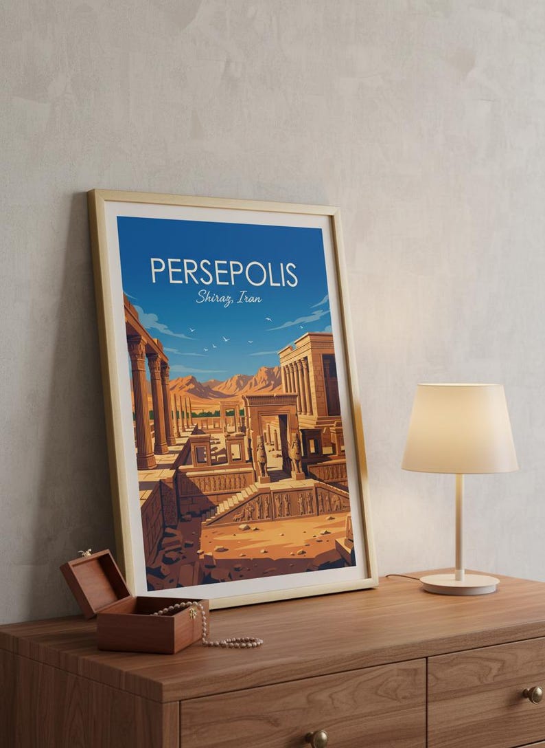 Persepolis Travel Poster | Ancient Persian Ruins, Shiraz Iran (Digital Download) image 3