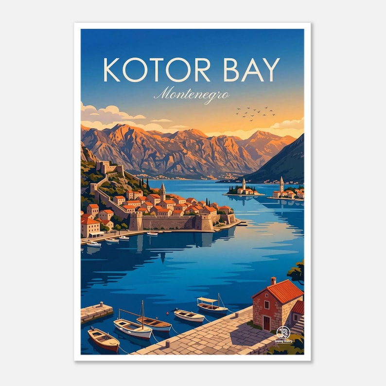 Kotor Bay Montenegro Travel Print | Adriatic Coast Wall Art (Digital Download) image 1