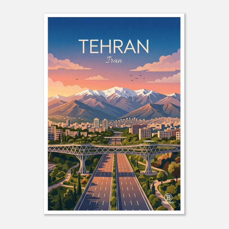 Tabiat Bridge Tehran Travel Poster | Persian Architecture Art (Digital Download) image 1
