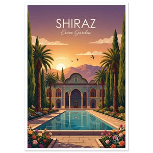 Eram Garden Shiraz Travel Poster | Persian Botanical Art (Digital Download) image 1
