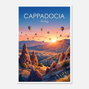 Cappadocia Hot Air Balloon Art Print | Turkey Travel Landscape Wall Decor (Digital Download) image 1