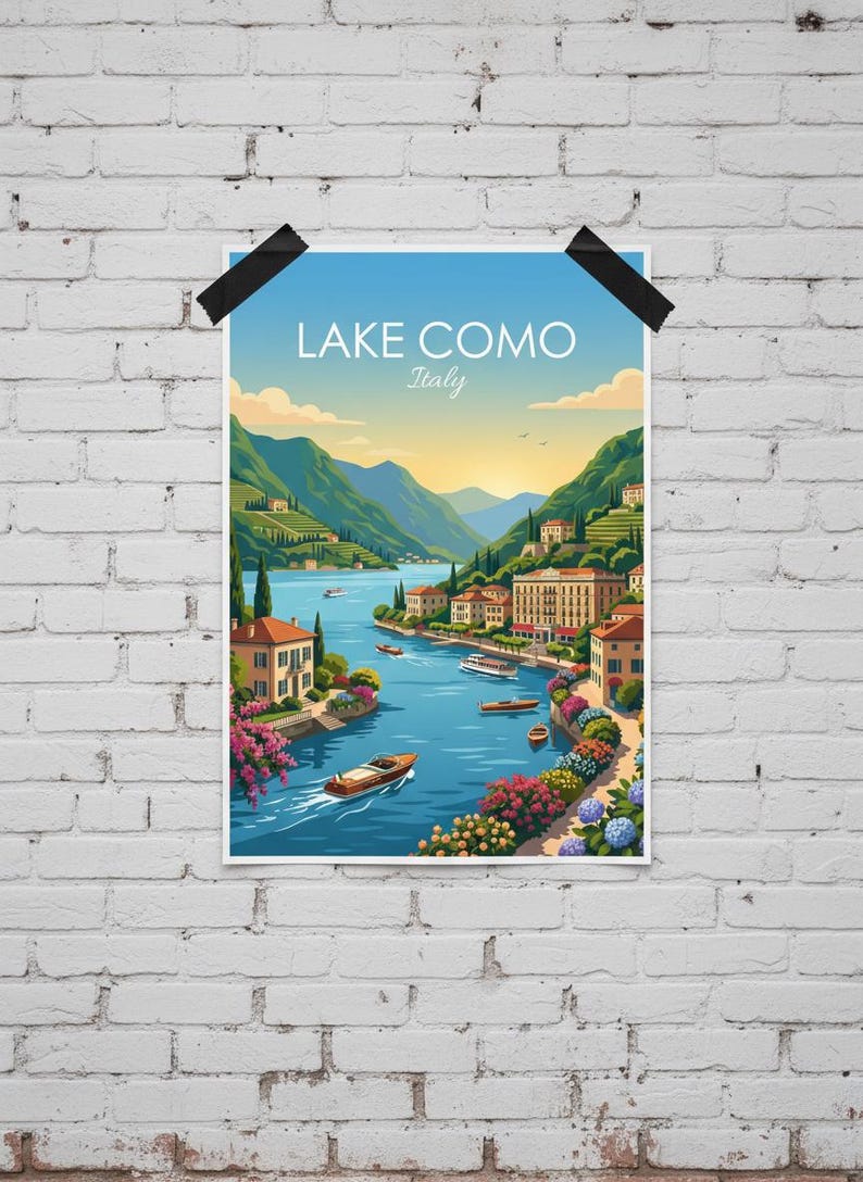 Lake Como Italy Art Print | European Lakeside Villa Wall Decor (Digital Download) image 6