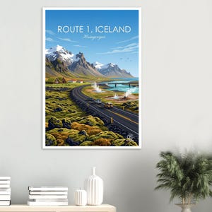 Iceland Route 1 Ring Road Travel Poster | Nordic Landscape Printable (Digital Download) image 3