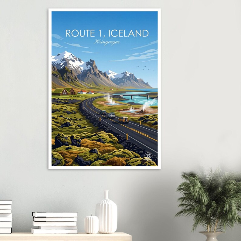Iceland Route 1 Ring Road Travel Poster | Nordic Landscape Printable (Digital Download) image 3
