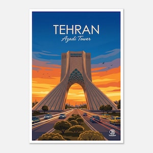 Azadi Tower Tehran Travel Poster | Persian Architecture Art (Digital Download) image 1