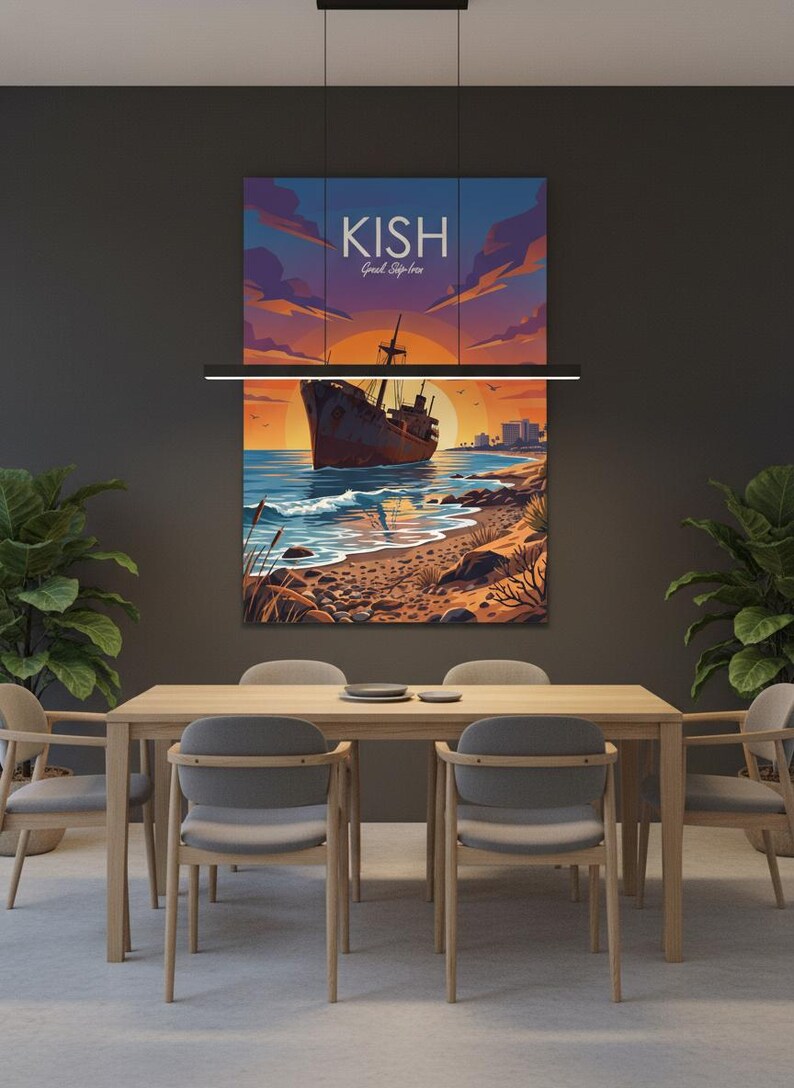 Print van een Grieks schip bij zonsondergang op Kish Island | Kunst van de Perzische Golfkust (digitale download) afbeelding 8