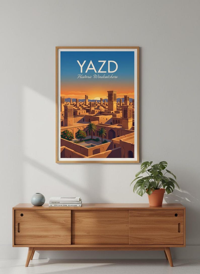 Yazd Windcatchers Travel Poster | Persian Architecture Art (Digital Download) image 5