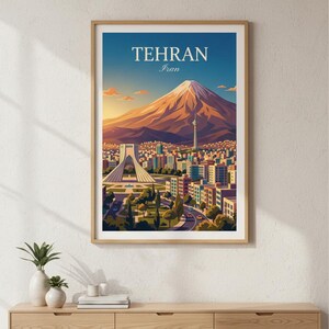 Tehran & Mount Damavand Travel Poster | Persian Mountain Art (Digital Download) image 4