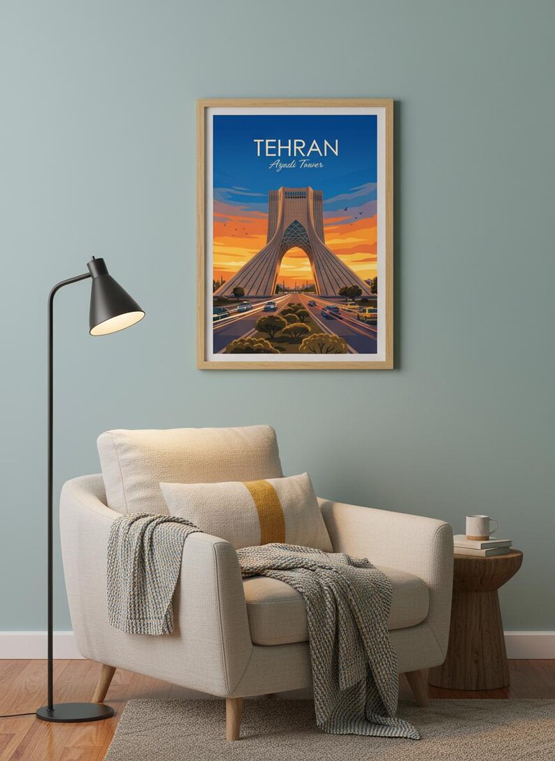 Azadi Tower Tehran Travel Poster | Persian Architecture Art (Digital Download) image 6