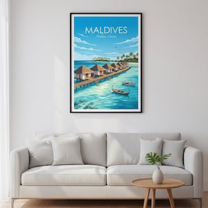Maldives Travel Poster | Tropical Island Beach Wall Art (Digital Download) image 7