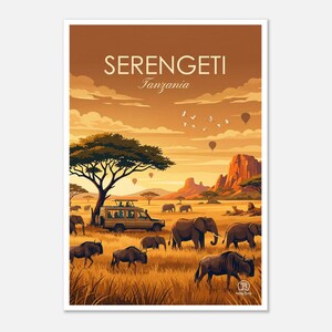 Serengeti Tanzania Safari Print | Retro African Landscape Wall Decor (Digital Download)