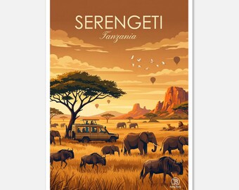 Serengeti Tanzania Safari Print | Retro African Landscape Wall Decor (Digital Download)
